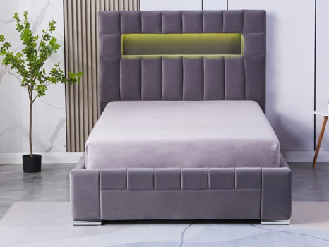 Säng med gavlar i mörkgrå sammet, 180x200 cm