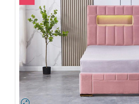 Säng med gavlar i rosa sammet, 90x200 cm