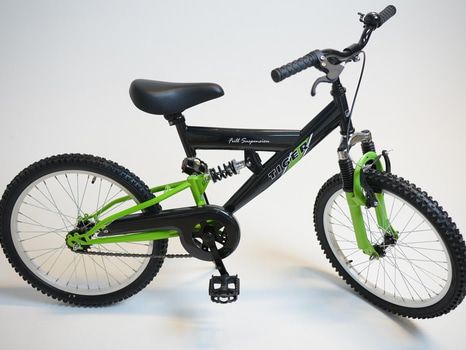 Cykel Tiger, MTB heldämpad, hjul 20 tum, ram 10 tum, svart/grön
