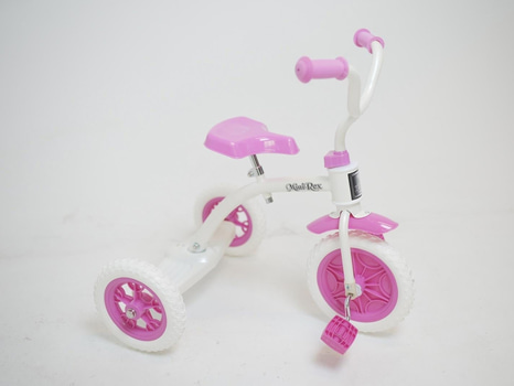 Trehjuling Rex, utan flak, vit/rosa