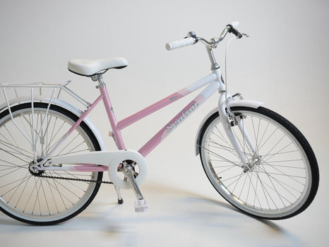 Cykel Svalan, City, hjul 24 tum, ram 14 tum, vit/ljus rosa