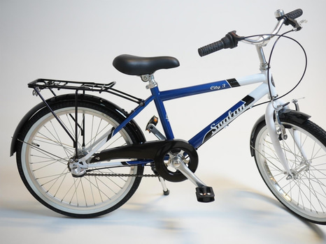 Cykel Svalan, City3, hjul 20 tum, ram 10 tum, vit/blå