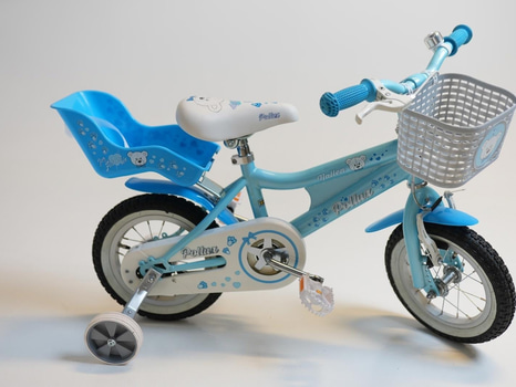 Cykel inkl. stödhjul Pollux, med docksits, hjul 12 tum, ram 6 tum, blå