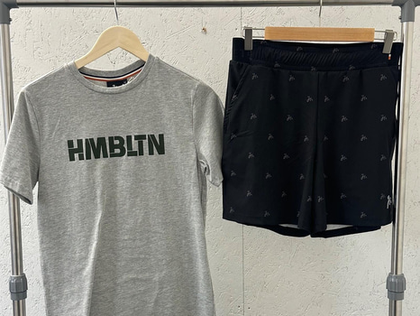 Träningströja, stl. XS, Humbleton, grå. & Träningsshorts, stl. S, Humbleton, svart.