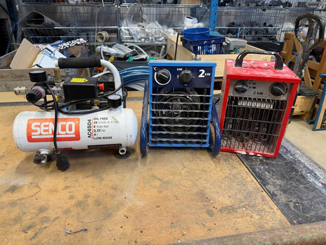 Senco AC4504 kompressor samt 2 st 2kW värmare