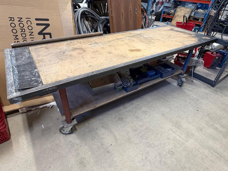 Arbetsbord på hjul, 270×93 cm