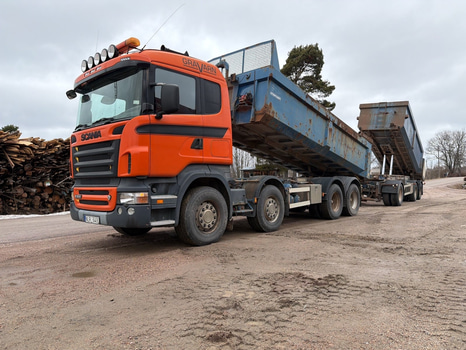 Tippbil Scania R500 8x4, 2006, ink Tippkärra – Fullt ekipage