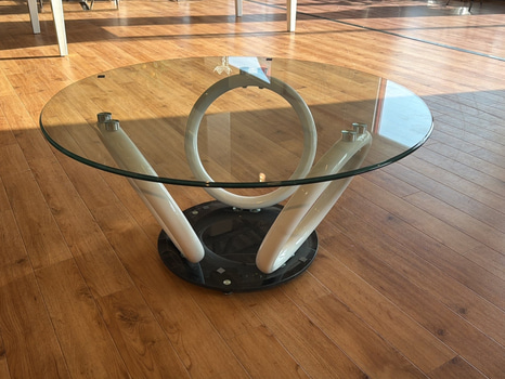 Soffbord med glasskiva, Ø 90 cm