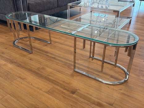 TV-bänk/ sidobänk med glasskiva, 180 cm