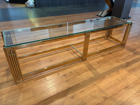 TV-bänk/ sidobänk, guld/ glas, 180 cm