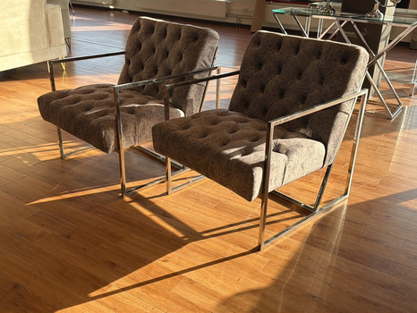 2 st fåtöljer, grå sammet