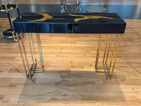 Sidobord, guld/ svart, 120 cm