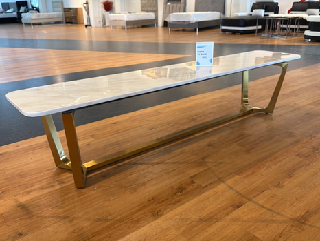 TV-bänk/ sidobänk med stenmönstrad skiva, 200 cm