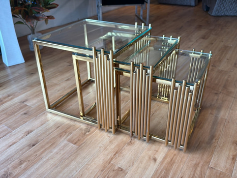 Satsbord, 3 del, guld/ glas