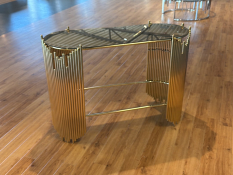 Sidobord, guld och bronsfärgad spegelskiva, 110 cm