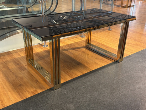 Matbord, guld/ svart, 160x90 cm