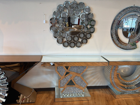 Avlastnings-/ spegelbord med rund spegel