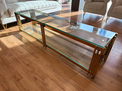 TV-bänk/ sidobänk, guld/ glas, 180 cm