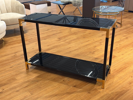 Sidobord, svart/ guld