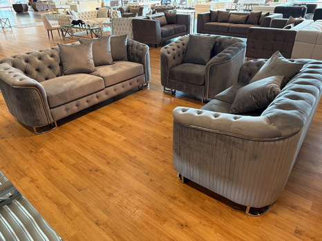 Soffgrupp, 3 del, grå sammet