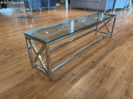 TV-bänk/ sidobänk med glasskiva, 180 cm