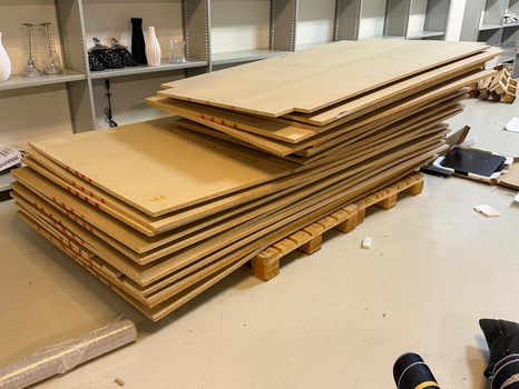 Skivmaterial, ca 40 st samt ca 20 st reglar