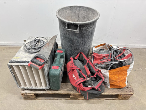 Parti med arbetsredskap inkl. luftrenare Dustcontrol Aircube 500