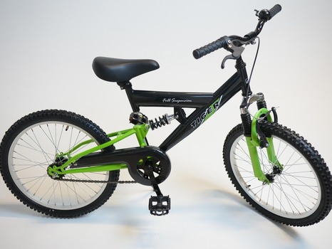 Cykel Tiger, MTB heldämpad, hjul 20 tum, ram 10 tum, svart/grön