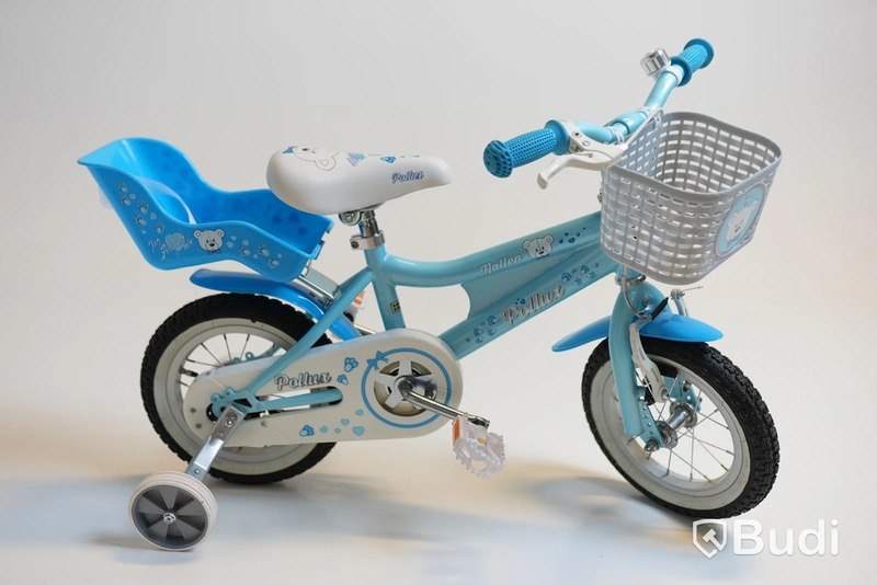 Cykel inkl. stödhjul Pollux, med docksits, hjul 12 tum, ram 6 tum, blå